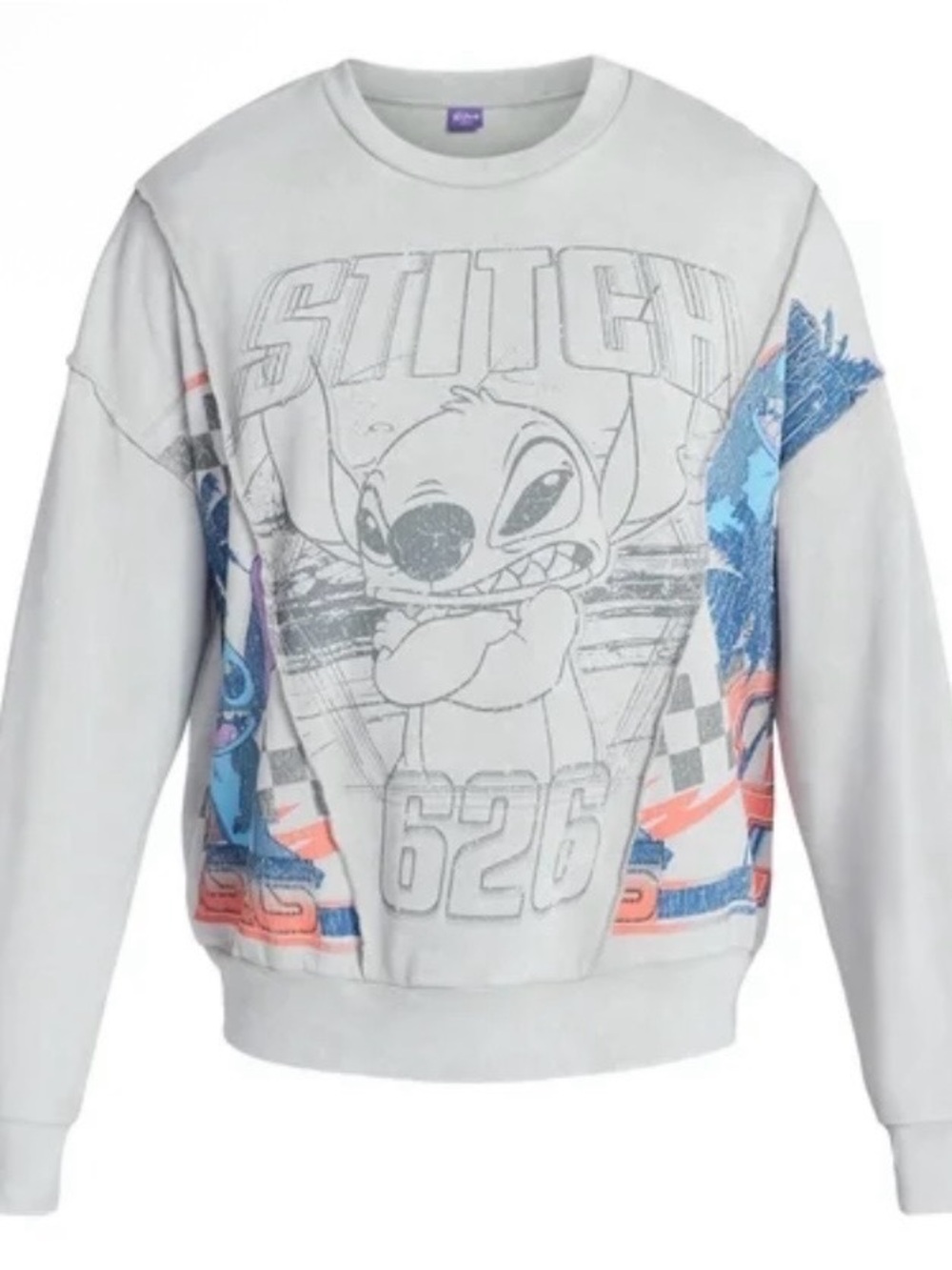 Stitch Graphic Crewneck Sweater - Light Gray